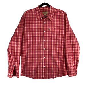 Buffalo‎ Jackson Trading Co Coral Pink Plaid Mens Button-Up Shirt Size Medium